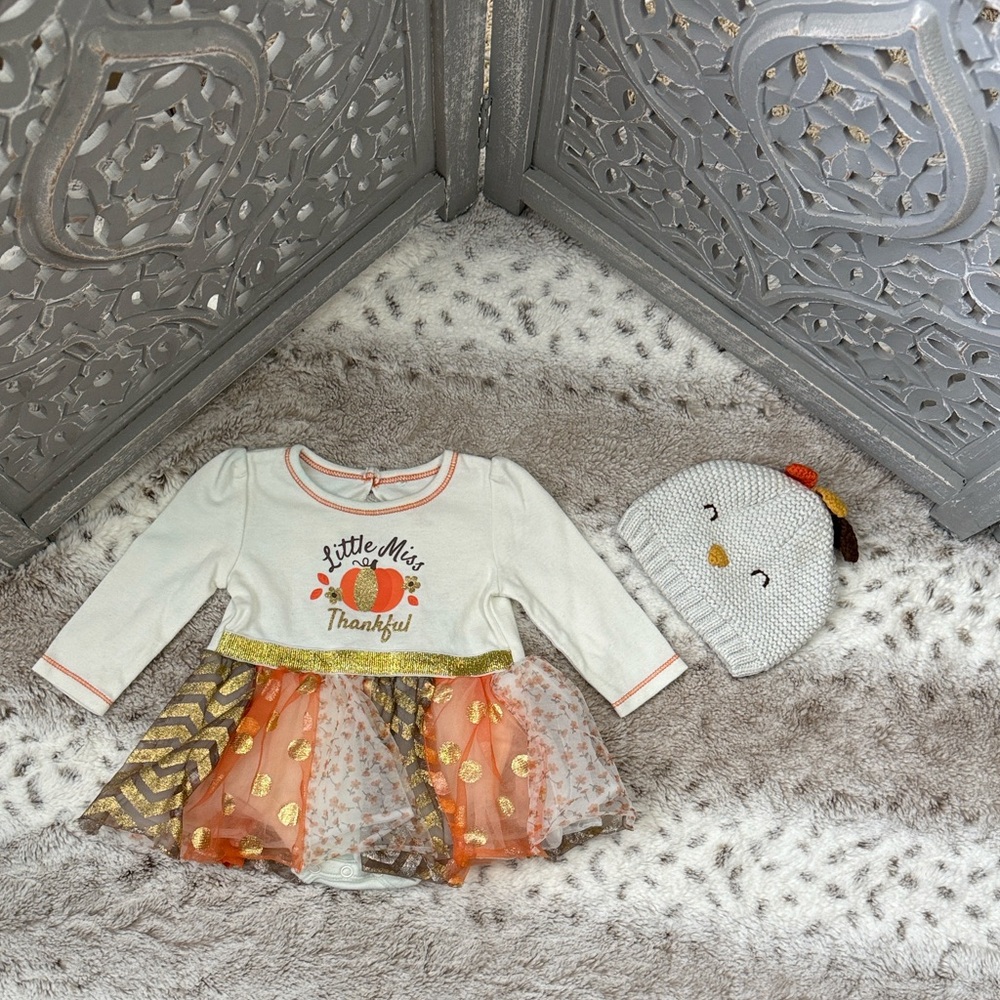 Baby Starters Little Miss Thankful dress girls 6 months thanksgiving turkey fall